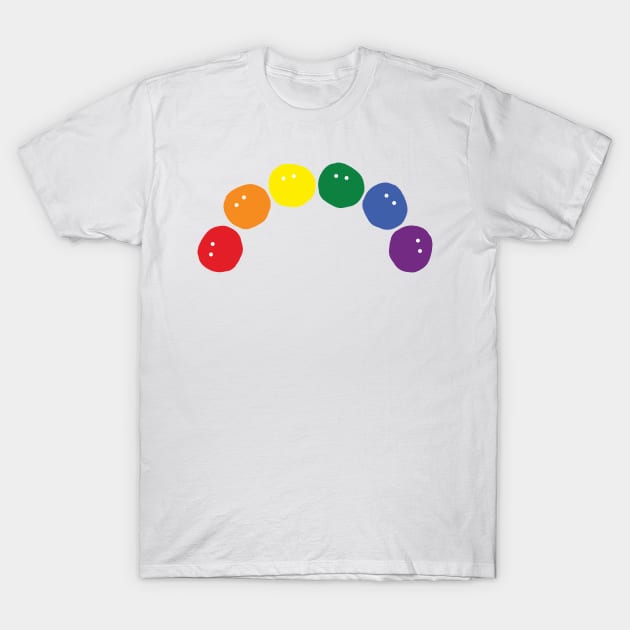 Mystery Faces Rainbow Pride Curve T-Shirt by ellenhenryart